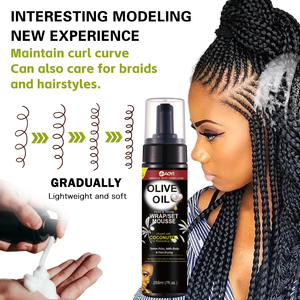 <span class=keywords><strong>Mousse</strong></span> <span class=keywords><strong>coiffante</strong></span> 258 ml à tenue forte, sans parfum, à l'huile de coco, en bouteille noire, pour perruques, contrôle des frisottis et volume, marque privée - Product Image 5