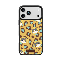 Coque de téléphone AG Feeling Black Edge avec motif léopard doré et motif chat pour iPhone 17, 17 Pro Max, 16 Pro, 15 – Coque magnétique