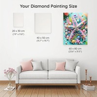 Peinture Diamant 5D à Perles Rondes Complètes, Motif Étoile de Mer Colorée, Coquillage, Corail, 50x65, Kit DIY, Thème Océan, Décoration Murale pour la Maison