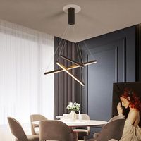 Lustre linéaire LED en tube noir au design simple, style minimaliste nordique, pour plafond haut, maison, escalier, villa