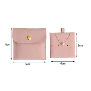 Custom Logo Microfiber Suede <b>Envelope</b> Jewelry Pouch Velvet Jewelry Ring Necklace Packaging Bag for Earrings With Insert Cards - Product Image 1