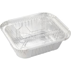 Full-size Disposable Silver Pulp Moulded Food <b>Container</b> Turkey Baking Bowl Aluminum <b>Foil</b> PP Plastic Lid Food Grade - Product Image 3