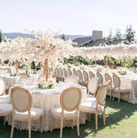 Offre spéciale Chaise de banquet en velours pour événement Design empilable Salle à manger à dossier rond Chaise de mariage en bois massif Chaise Louis