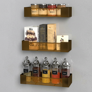 3 Tier <b>Matte</b> Brown Shelving Racks Storage Magnetic Wall Mounted Cabinet Spice Rack Holders Kitchenware Item for Multipurpose - Product Image 1