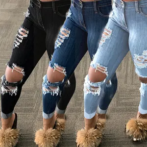 2022 Plus size Wholesale Casual Women Jeans Denim Pant Ladies Skinny High Waist Jeans With Best Quality women's straight jeans