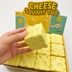 Giocattolo Antistress in Schiuma PU a Forma di Cubo di Formaggio Giallo con Rimbalzo Lento per Alleviare lo <span class=keywords><strong>Stress</strong></span> Quotidiano e l'Ansia - Product Image 1