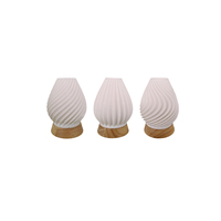 Lanterne en céramique translucide imprimée en 3D, motif spirale ondulée, avec base en bois, décoration lumineuse de luxe pour salon