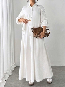 Nuovo abito da donna autunno e inverno camicie a maniche lunghe plissettato elasticizzato vita pantaloni eleganti due pezzi Set - Product Image 5