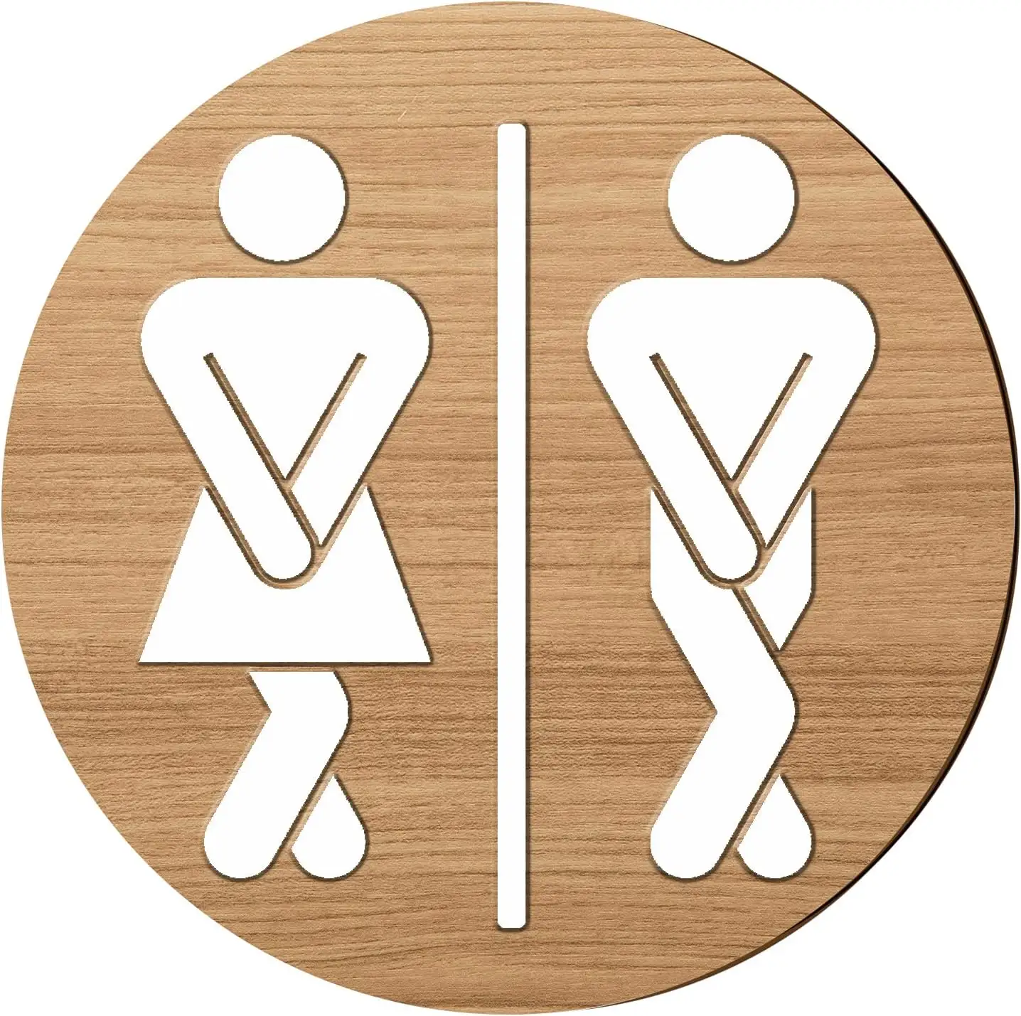木製のユニセックストイレの看板素朴な男性と女性のトイレの壁の看板