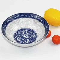 라운드 중국어 파란색과 흰색 도자기 국수 그릇 데칼 세라믹 패드 인쇄 수프 그릇 쌀 그릇