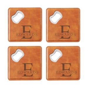 Customized Stainless Steel Square Bottle Opener Cover Multifunctional Portable Coaster Promotional Gift for Hotel Restaurant - Product Image 3