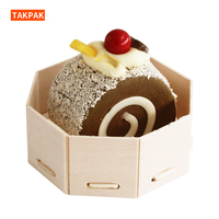 Boîte d'emballage pour gâteaux en bois naturel octogonal, personnalisable avec logo, pour salades et aliments
