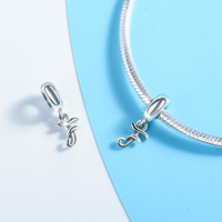 925 argent Sterling 26 lettres initiales Bracelet 3d pendentif personnalisé pendentif logo Alphabet perlé breloque pour la fabrication de bijoux