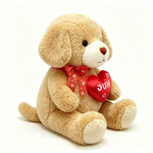 Peluche chien cœur d'amour en velours doux personnalisée, chiot de dessin animé à nez rouge, adorable peluche chien pour un câlin réconfortant - Product Image 2
