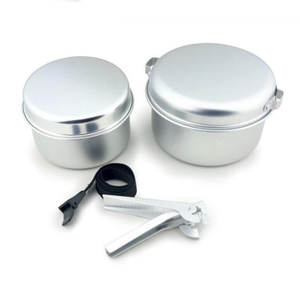Kit de cuisson portable en aluminium léger pour 1-2 personnes, avec couvercles, pour camping en extérieur, format compact avec sangle de fixation - Product Image 5