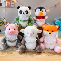 Peluche réversible et transformable : Dinosaure, Panda, Hippopotame, Cochon, Loup, Mouton, Licorne, Renard, Pingouin