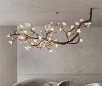 Lampe d'intérieur de style naturel inspirée de la villa, appartement, salle à manger, salon, branche de fleurs, lustre LED