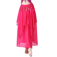Jupe longue en mousseline de soie classique faite à la main avec des pièces de monnaie suspendues pour la danse du ventre indienne, respirante et taille naturelle