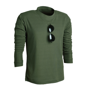 DFS0301 T-shirts sous-vêtements à manches longues à col rond, séchage rapide, absorption de la transpiration, marron, kaki, noir, avec boucle pour lunettes - Product Image 3