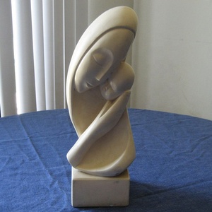 May Mắn Mẹ Đá Hạnh Phúc Gia Đình Trừu Tượng Mẹ Và Trẻ Em Bằng Đá Cẩm Thạch Tượng - Product Image 1