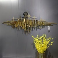 Décoration murale en métal doré de luxe, grande taille 150x64cm, pour salon et maison, vente directe d'usine, livraison directe