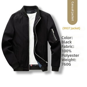 Giacca Casual da <span class=keywords><strong>Uomo</strong></span> in Stile Europeo-Americano, Taglie Forti, <span class=keywords><strong>Slim</strong></span> <span class=keywords><strong>Fit</strong></span>, con Cerniera, Sottile, in Poliestere, alla Moda, Resistente all'Usura - Product Image 2