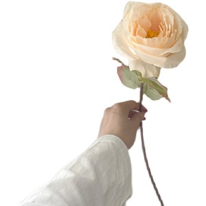 Roses artificielles à branche unique, fleurs en soie haute simulation, décoration de mariage, blanc, rose, champagne, vert - Product Image 5