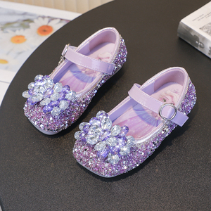 Nuove Scarpe da Principessa con Cristalli, Scarpe Singole per Bambine, Scarpe con Strass Stile <span class=keywords><strong>Frozen</strong></span> per Spettacoli e Feste - Product Image 5