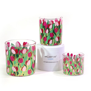 <span class=keywords><strong>Portacandele</strong></span> Creativo e Chic con Decalcomania Floreale, Vaso Unico in <span class=keywords><strong>Vetro</strong></span> per Candele, Ideale per Bomboniere di Matrimonio e Regali Festivi, Decorazione per la Casa - Product Image 1