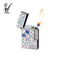 Briquet personnalisé d'usine, nouveau design, avec meule, flamme ouverte gonflable, impression couleur double face, briquets à cigarettes en métal