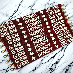 Gig'Em Howdy Cotton Fabric Hook Webbing <b>Strap</b> with Texas Shape Durable Nickel-Free Handmade Fashion Style Bag Accessory - Product Image 1