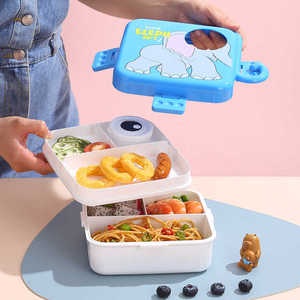 Kotak makanan bayi plastik, kotak makan siang bayi anti bocor, kotak penyimpanan sekolah anak-anak, kemasan makanan persegi panjang 48 buah - Product Image 5
