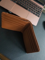 Dompet RFID lipat dua pria, dompet kulit kuda gila buatan tangan untuk Boshiho dengan tema bisbol