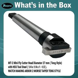 หัวกัดมินิ MT-2 ขนาด 27 มม. (แบบ Teng) เหล็กกล้า HSS (1/4 นิ้ว x 1/4 นิ้ว x 1-1/2 นิ้ว) เคลือบสำหรับงานนาฬิกา - Product Image 3
