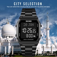 Jam tangan Muslim unik Azan, jam tangan Model baru, jam tangan kompas arah Qibla, jam tangan Stainless Steel untuk Muslim