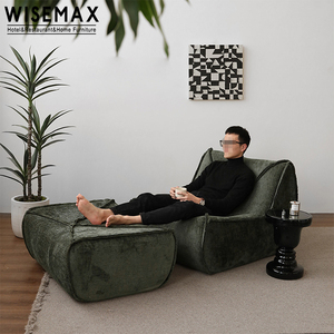 WISEMAX FURNITURE Modern Apartment Living Room Sofas Couch <b>Small</b> Leisure Single Accent <b>Chair</b> with Ottoman Floor Lazy Bean Bag - Product Image 2