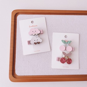 Accessoires pour cheveux d'enfants : Pinces à cheveux nuage mignonnes, accessoires de festival pour filles, pinces plates en tissu à couverture intégrale type <span class=keywords><strong>bec</strong></span> de canard - Product Image 2
