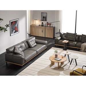 Franse vintage grote bank, ecologisch leer, massief houten frame, brede zitting, ontspannende lounge, bank, ruime kamer - Product Image 2