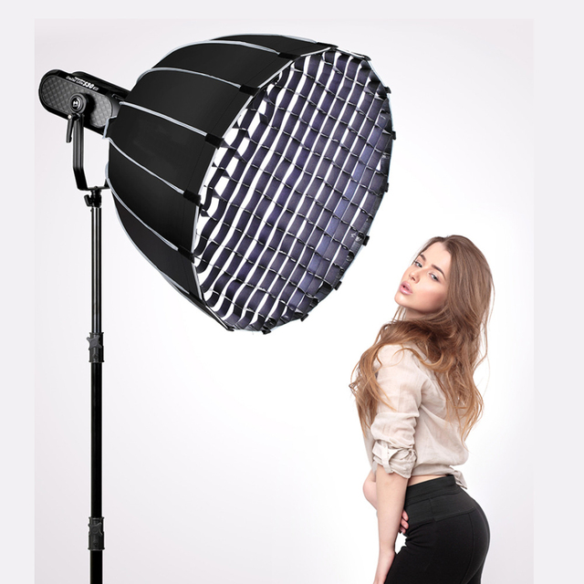 70 90 120 cm Portable Parabolic Soft Box Lighting Kit with Grid Quick Release Double Layer Soft Box with Stand and Carry Bag