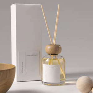 Difusor de Aromas Aikun con Tapa de Madera Natural, Extracto de Plantas, Botella Redonda de Vidrio, Larga Duración, con Caja de Regalo Minimalista para Hogar y Oficina - Product Image 1