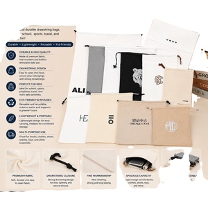 Sac d'école personnalisé de luxe en coton écologique avec cordon de serrage, pochette quotidienne pour enfants, recyclable, vente en gros, MOQ 200 pièces, direct usine - Product Image 1