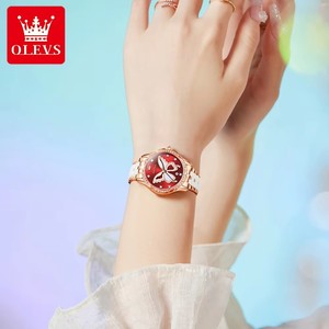 OLEVS 5610 우아한 여성용 시계 럭셔리 로즈 골드 세라믹 다이아몬드 일본 무브먼트 여성용 팔찌 쿼츠 시계 선물 - Product Image 4