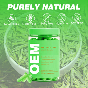 Suplemento Dietético para el Metabolismo al por Mayor OEM, Cápsulas Veganas con Extracto de Té Verde, Picolinato de Cromo, Semilla de Comino Negro y Vitamina B12 - Product Image 5