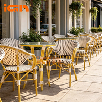Nouvelle conception de chaise en osier pour l'extérieur, chaises empilables en rotin pour café, mobilier de patio, chaises de salle à manger de jardin