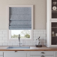 Store romain bleu sans cordon, occultant total 100%, texturé uni, style moderne, isolant thermique, pour hôtel et bureau