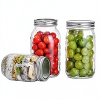 Pot en verre rond de 150 ml avec couvercle à vis en métal, transparent, pour le stockage alimentaire, la mise en conserve, la mise en conserve de cornichons, la préservation