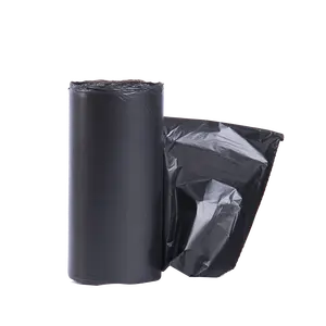 100% на заказ перерабатываемые многоразовые черные полиэтиленовые пакеты для мусора с плоским верхом, одноразовые пластиковые пакеты для мусора в рулоне