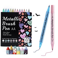 12 Pastel Dual Dot Tip Coloriage Adulte Double Tête Coloré Acrylique Peinture Marqueur Stylo Ensemble Avec Pointe Extra Fine