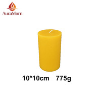 Bougie pilier en cire d'abeille naturelle, 100% cire d'abeille pure - 96 heures de combustion, bougies en cire d'abeille non parfumées pour la maison, la prière