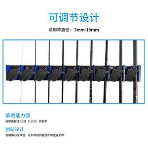 Fishing <b>Rod</b> Rack Wall Mount Adjustable 9 Hole <b>Holder</b> For 3mm 19mm <b>Rods</b> Storage Display Organizer - Product Image 1